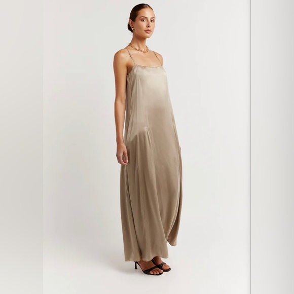 DISSH EVANS STONE SILK SLIP MIDI DRESS - Picture 3 of 7